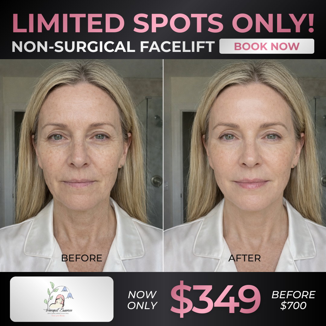 Tranquil Essence Skin Clinics Facebook ad from Feb 20, 2026