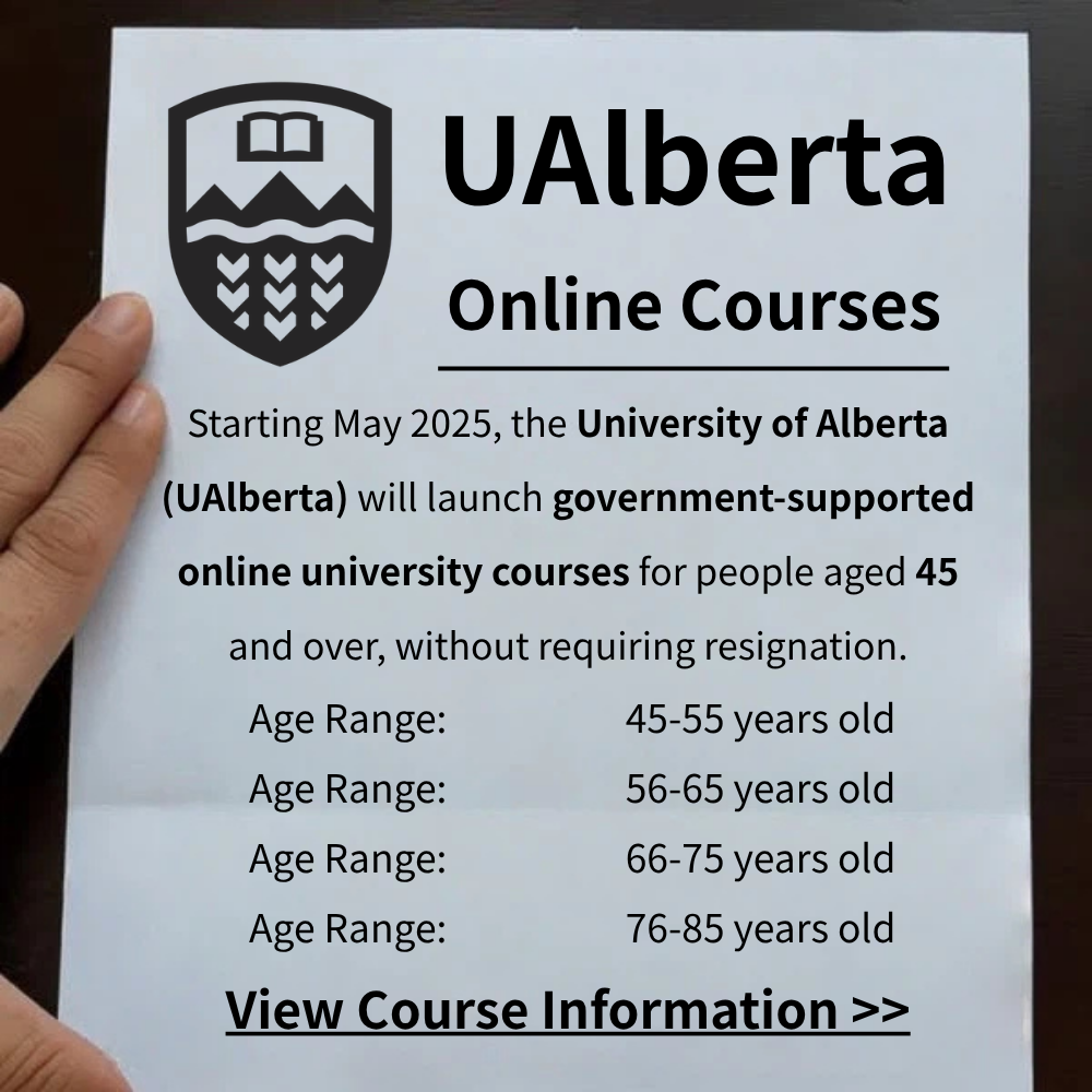 Senior University Courses Facebook ad: University of Alberta Online Course Guide: Flexible…