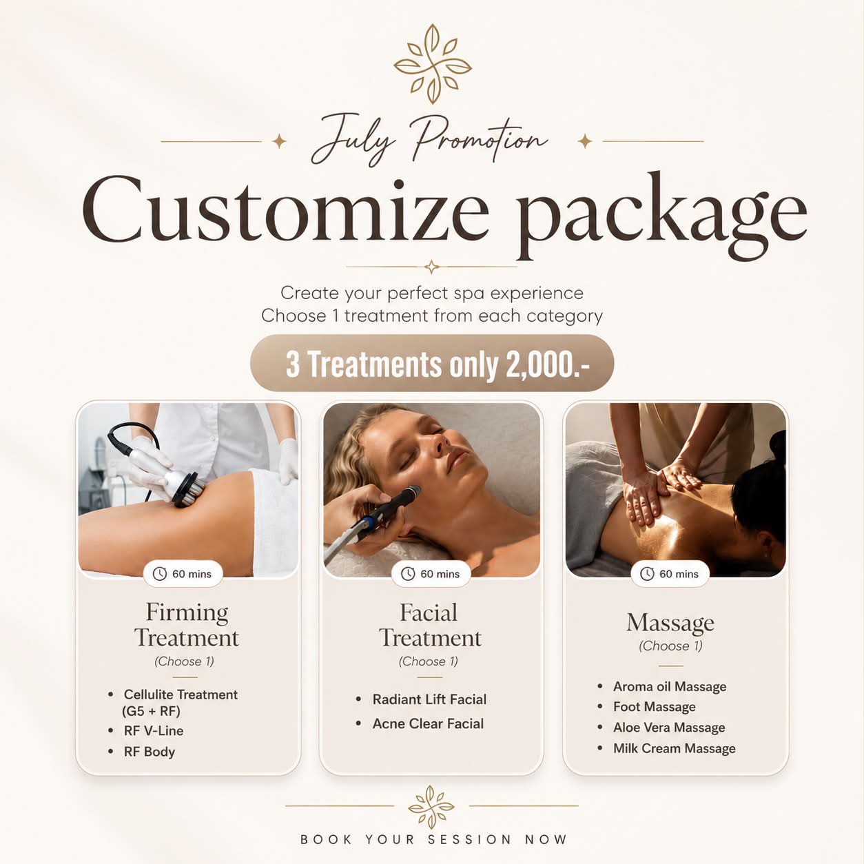 Health Spa Wellness Facebook ad: JULY SPECIAL | Customize Your Spa Experience