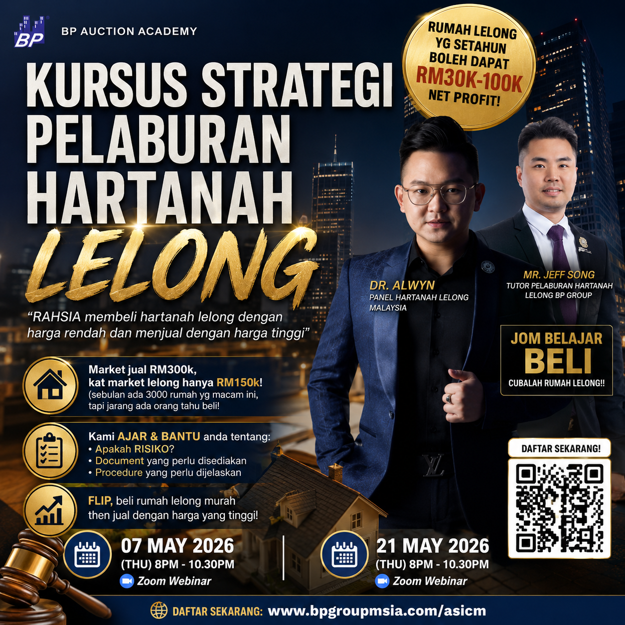 BP Group Malaysia Facebook ad: Harta Lelong! Kursus Strategi Pelaburan