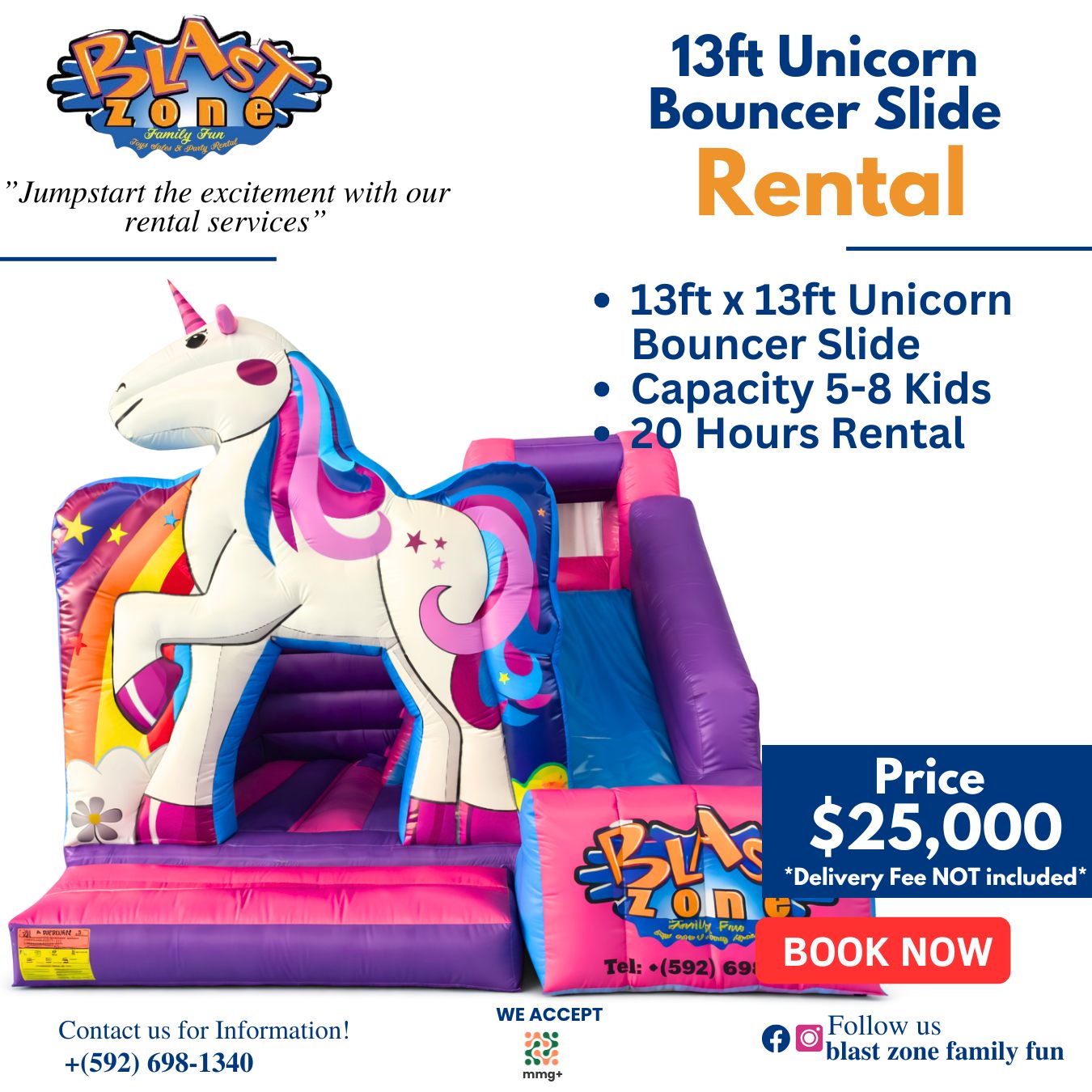 Blast Zone Party Rentals Facebook ad: Turn your event into a vibe