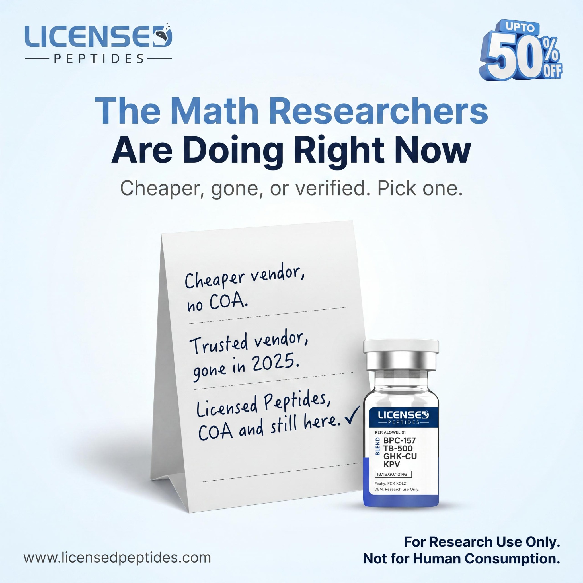 LicensedPeptides.com Facebook ad: Where do your peptides actually come from?