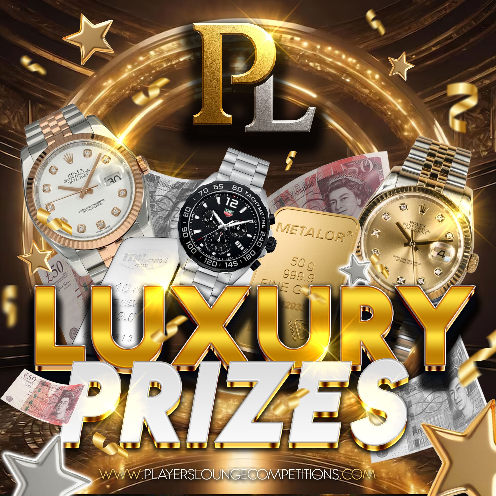 Players Lounge Competitions Facebook ad: Luxury Prizes!