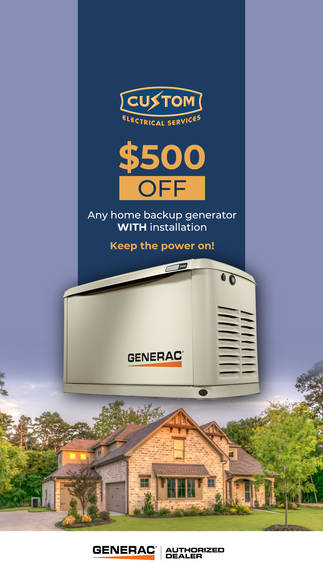 Custom Electrical Services Facebook ad from Mar 14, 2026