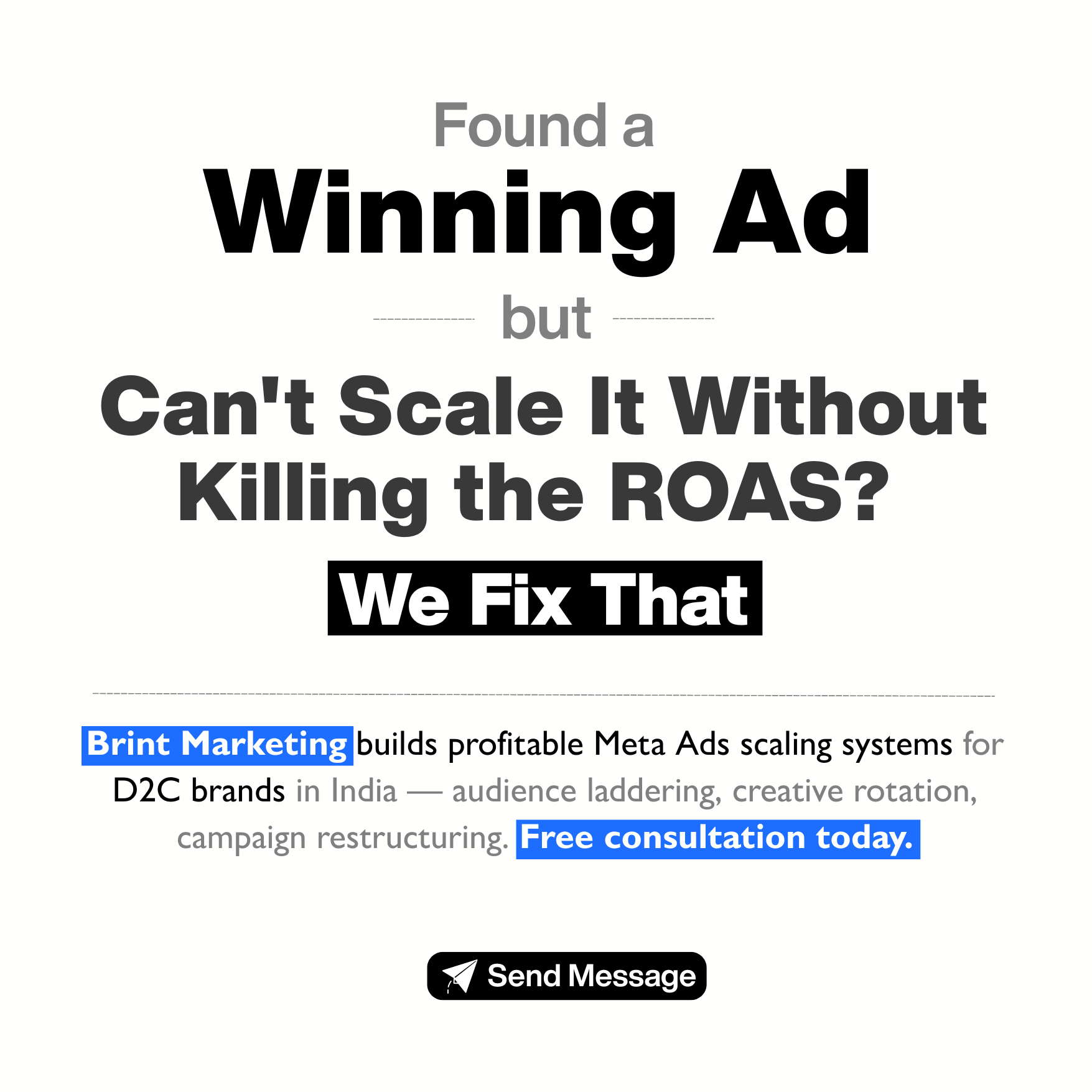 Brint Marketing Solutions Facebook ad: Ready to scale? Let’s talk.