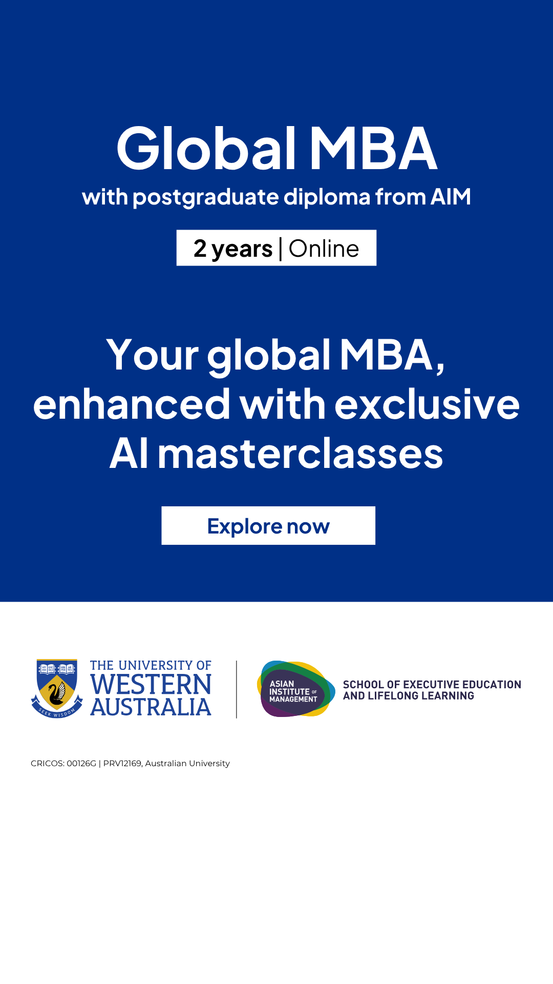 The University of Western Australia Global MBA with PG Diploma from AIM Facebook ad