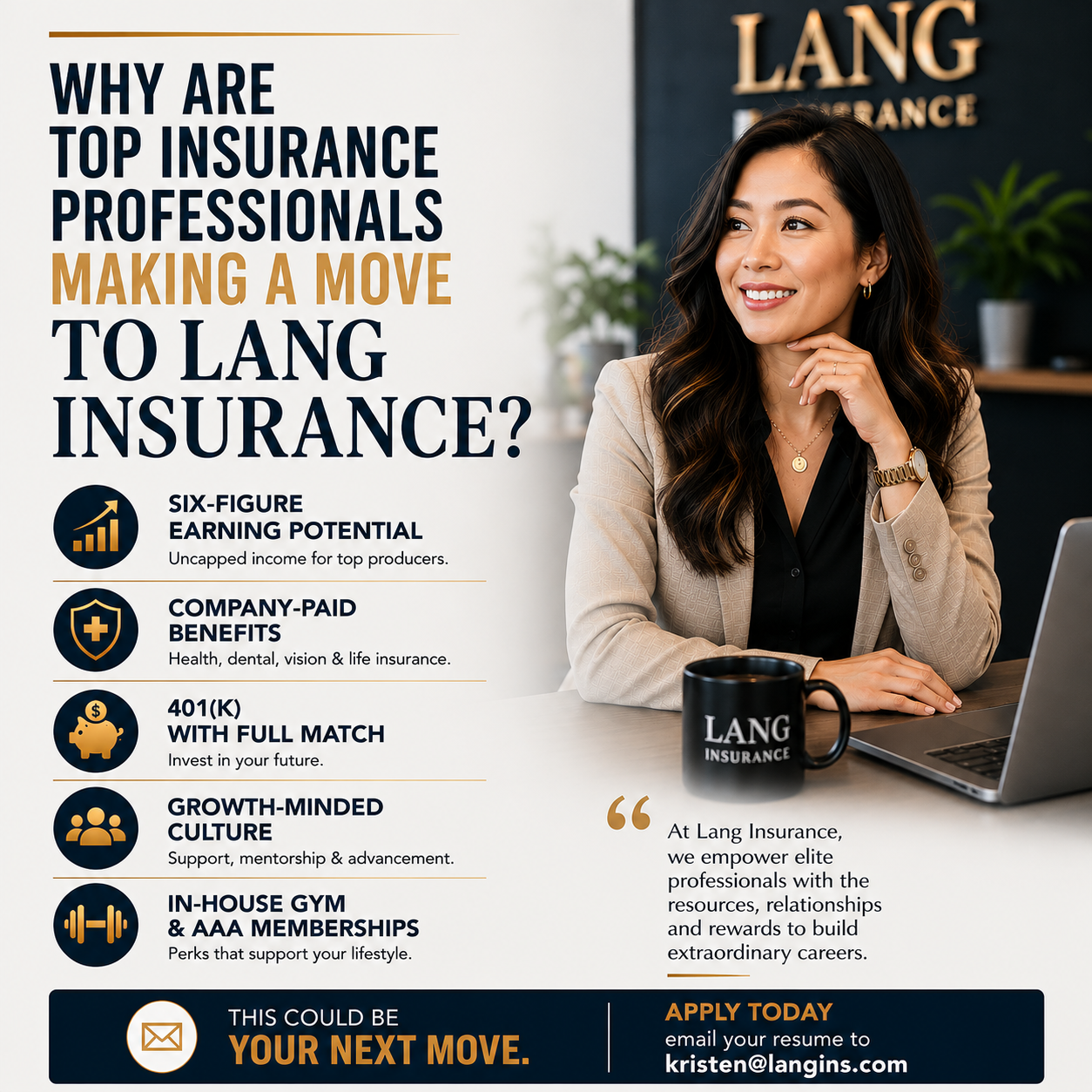 Lang Insurance Facebook ad: HIRING: Private Client Account Executive