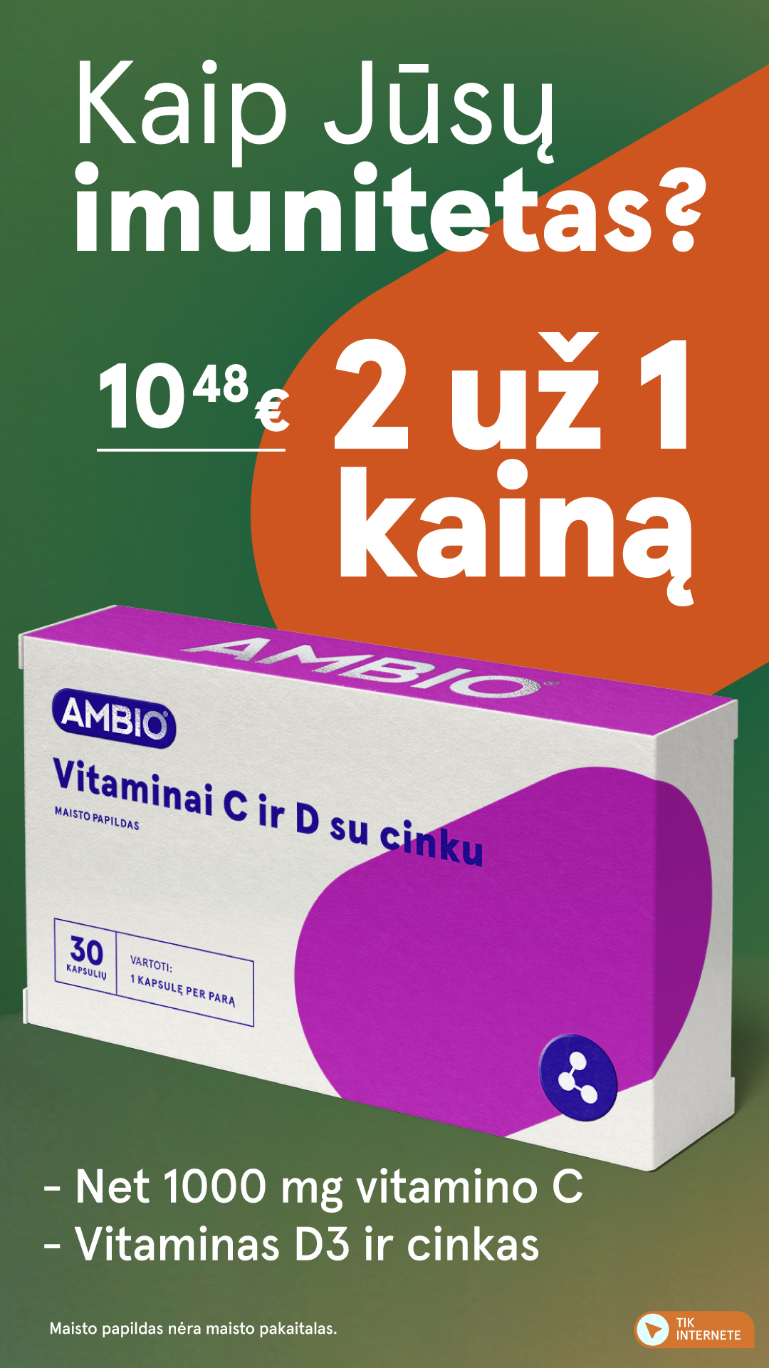Gintarinė Vaistinė Facebook ad: 1000 mg vitamino C