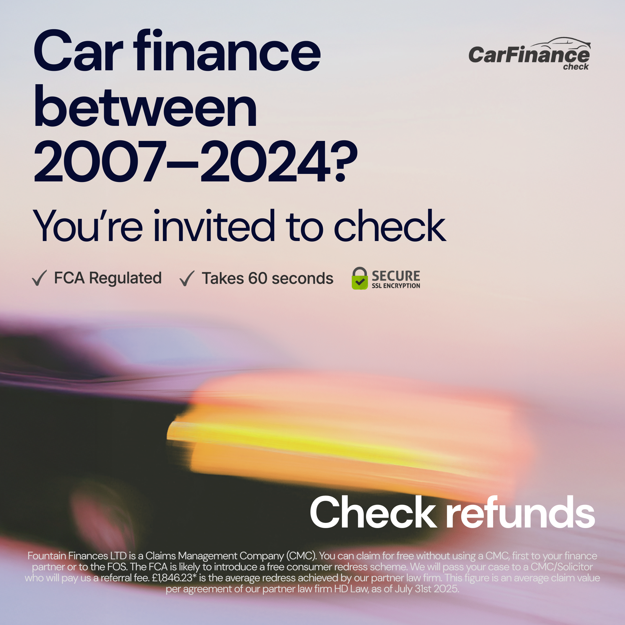CarFinance Check Facebook ad from Mar 20, 2026