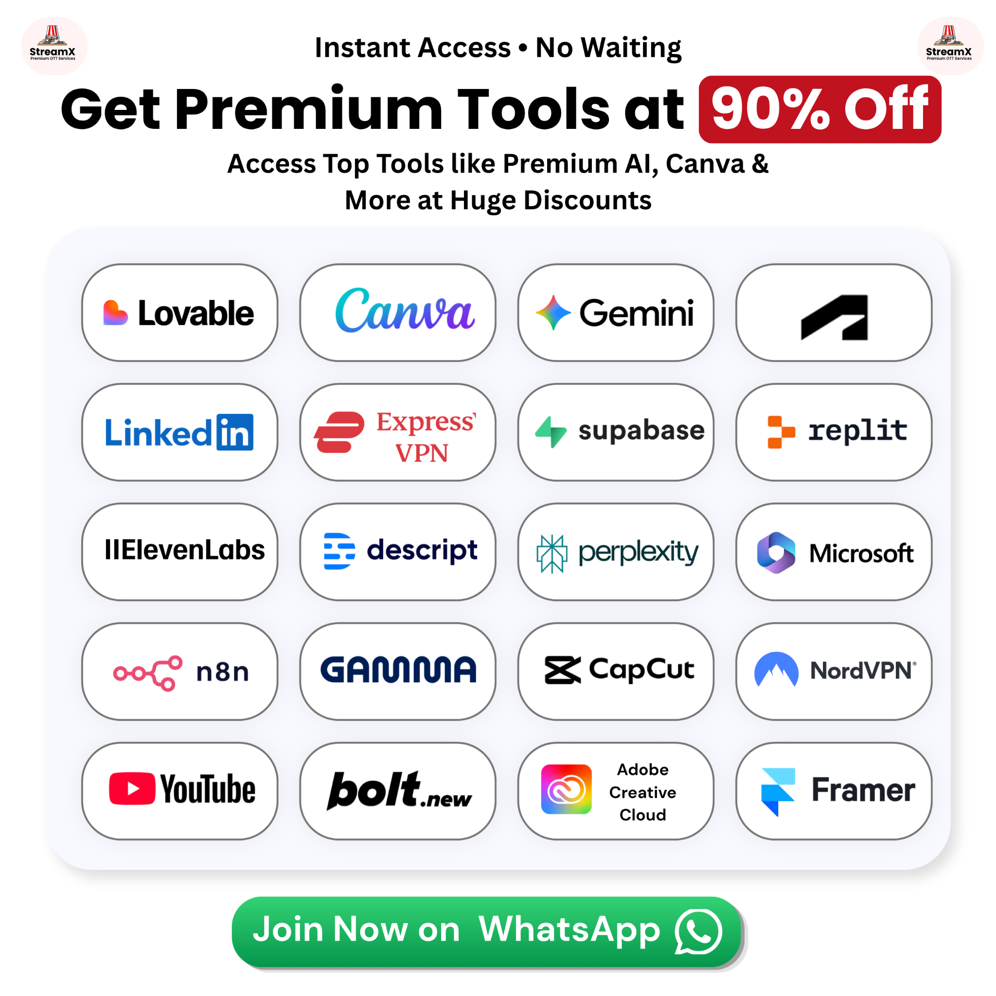 StreamX Services Facebook ad: Premium Tools at Smart Prices