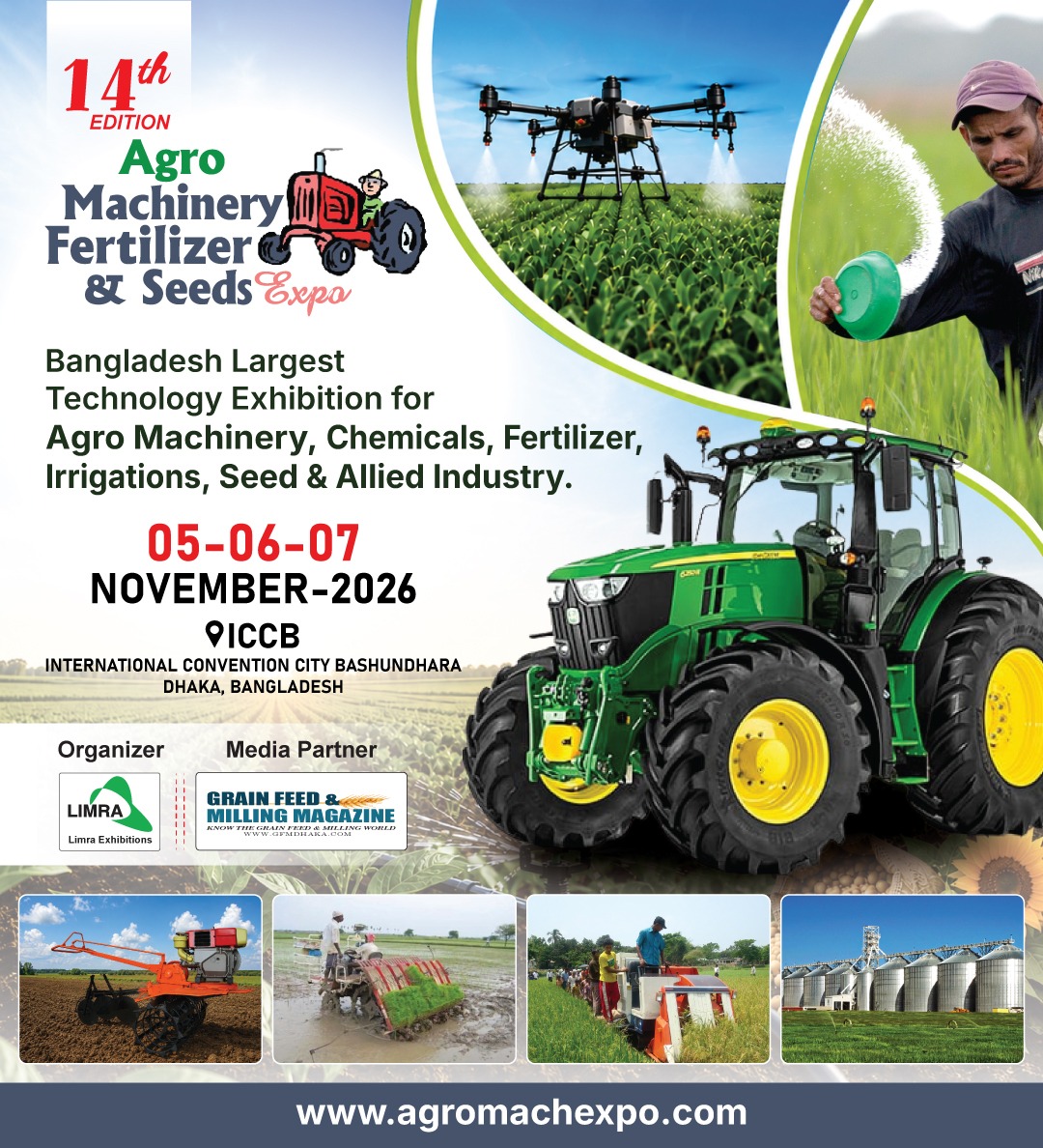 LIMRA Trade Fairs & Exhibitions Pvt. Ltd. Facebook ad: 14th Agro Machinery, Fertilizer & Seeds Expo Bangladesh…
