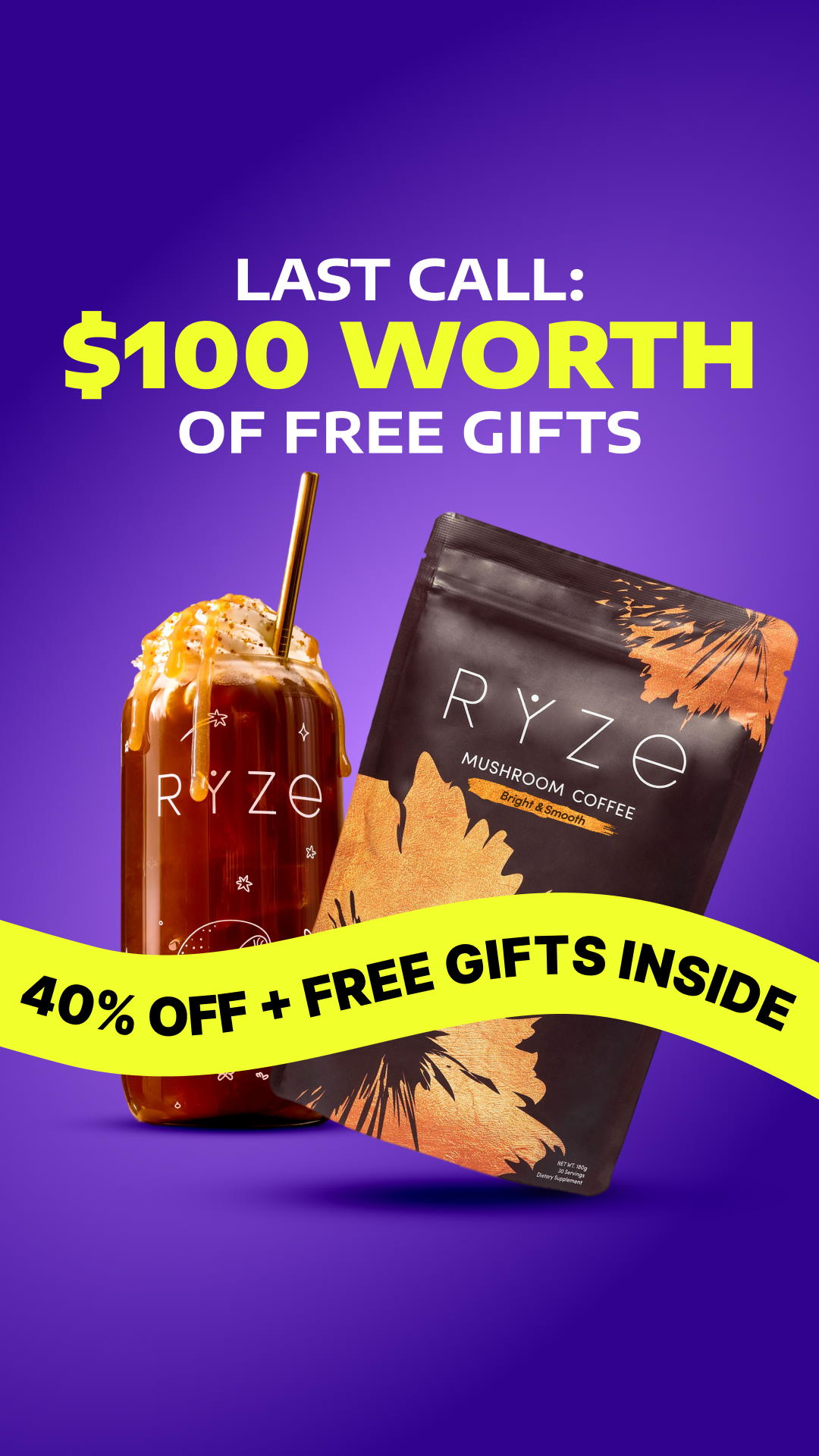 RYZE Superfoods Facebook ad