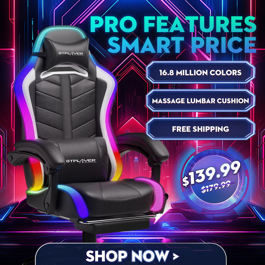 GTPlayer.us Facebook ad: GTW500 RGB Gaming Chair, Pro Features at Smart Price!