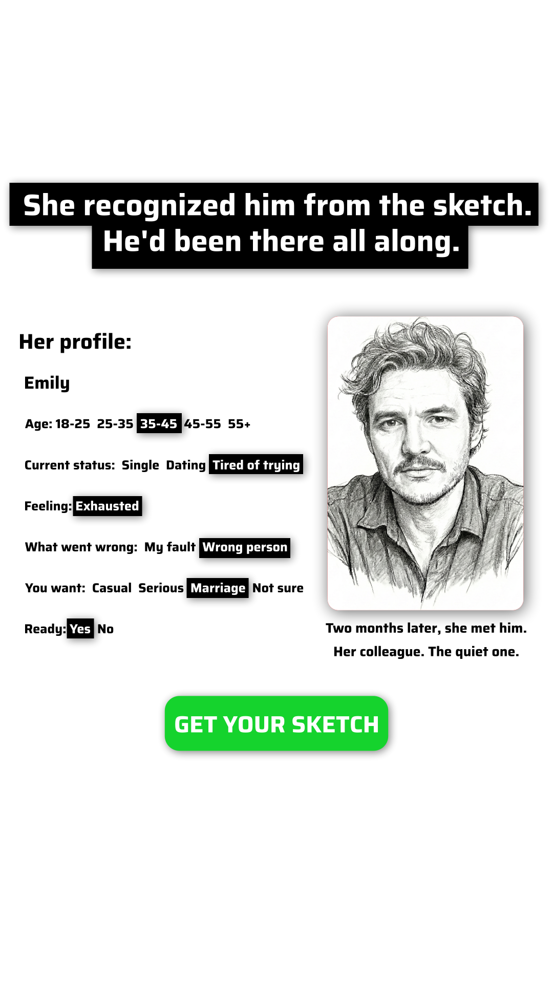 Soulmate Drawing Facebook ad: Take quiz and check it out!