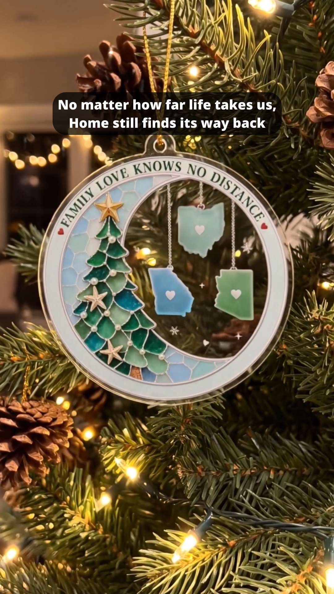 The Pawfect House Store Facebook ad: This beautiful custom long distance ornament brings…