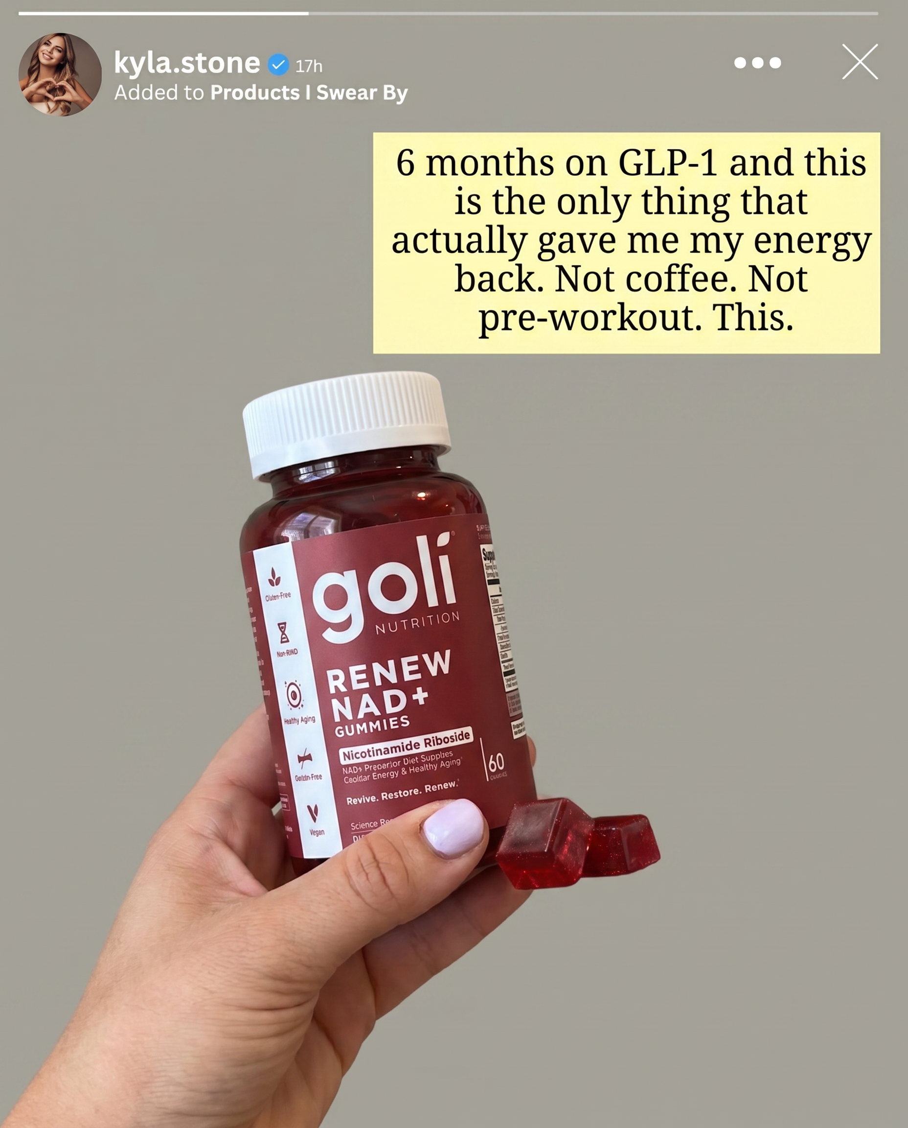 Goli Facebook ad: On a GLP-1 and Running on Empty?