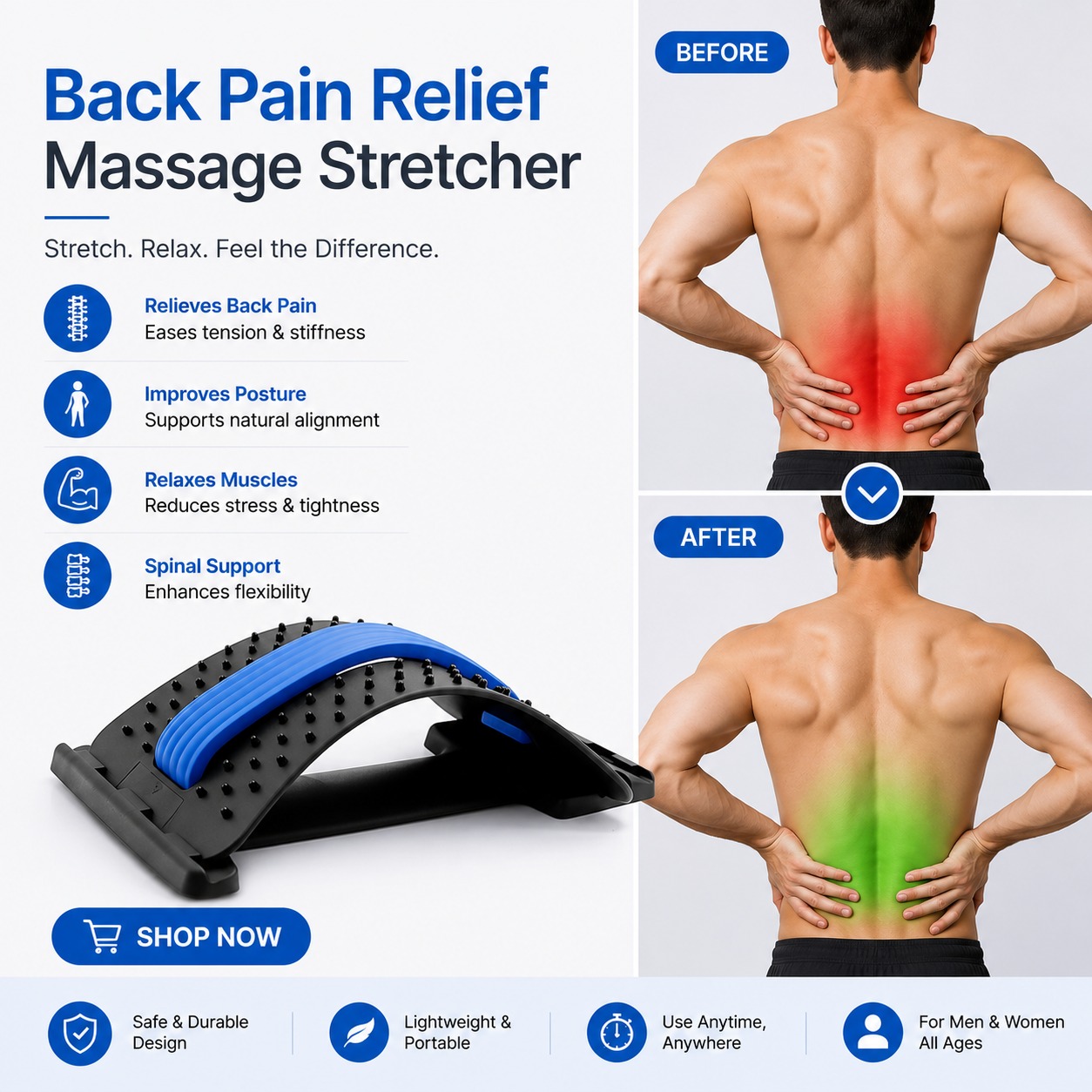 Cart Mentor Facebook ad: Relieve Back Tension at Home