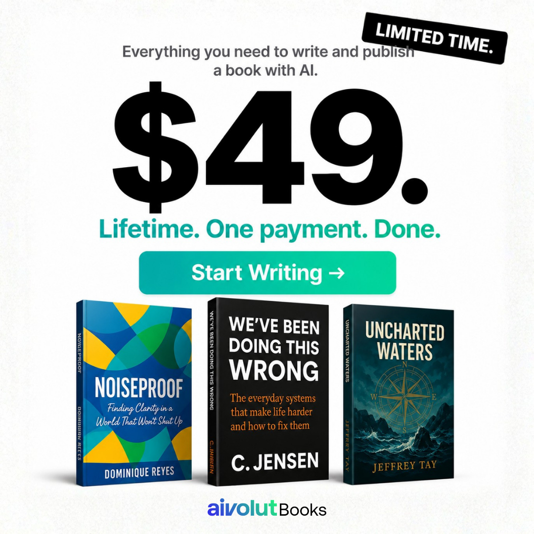 Aivolut - AI Tools for Businesses Facebook ad: $49. Write unlimited books. Forever.