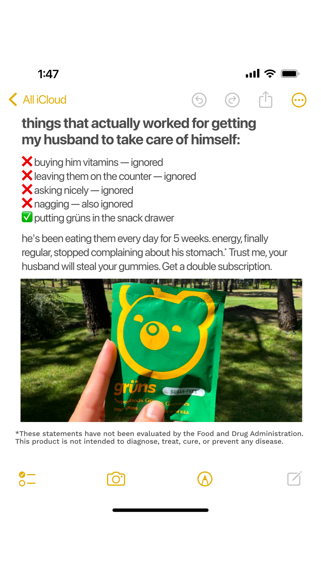 Grüns Facebook ad