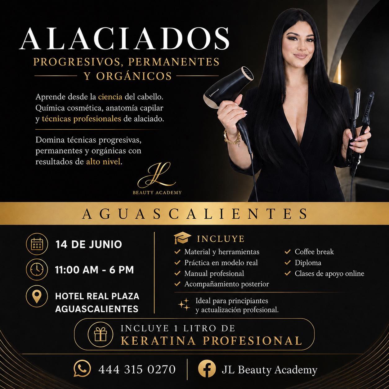 JL Beauty Academy Facebook ad: DOMINA LOS ALACIADOS Y EMPIEZA A GANAR DINERO…