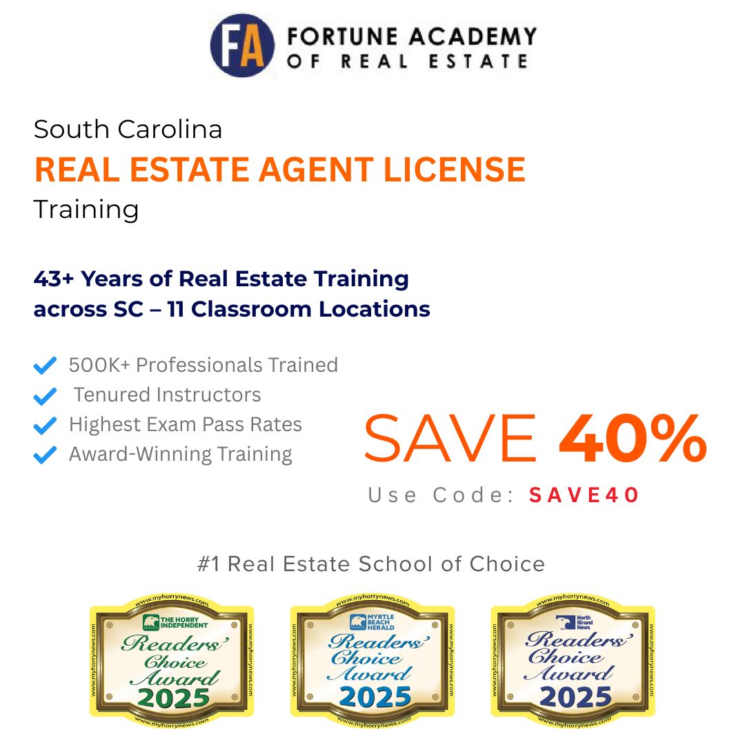 Fortune Academy of Real Estate Facebook ad: Save $300 on Your Real Estate License