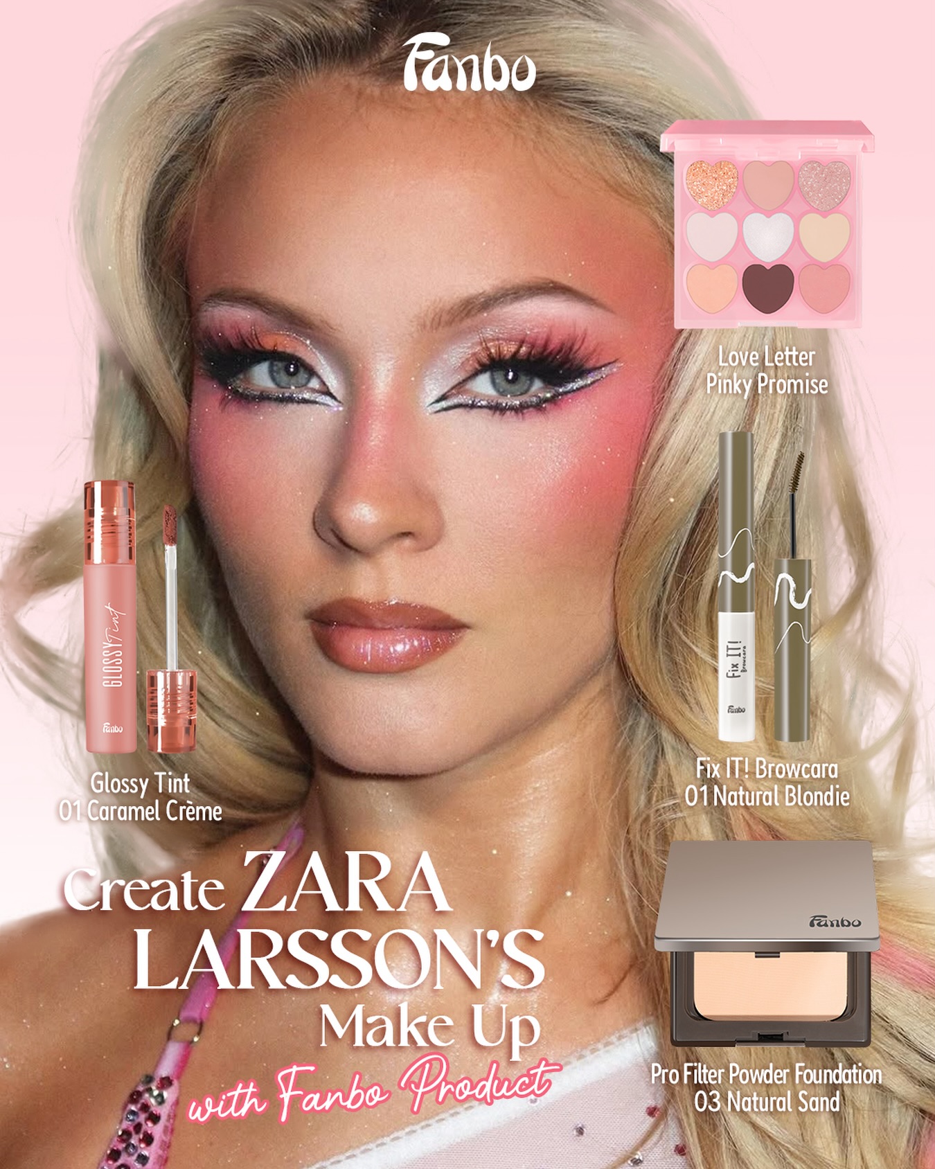 Fanbo Facebook ad: Zara Larsson Make up with Fanbo Cosmetics