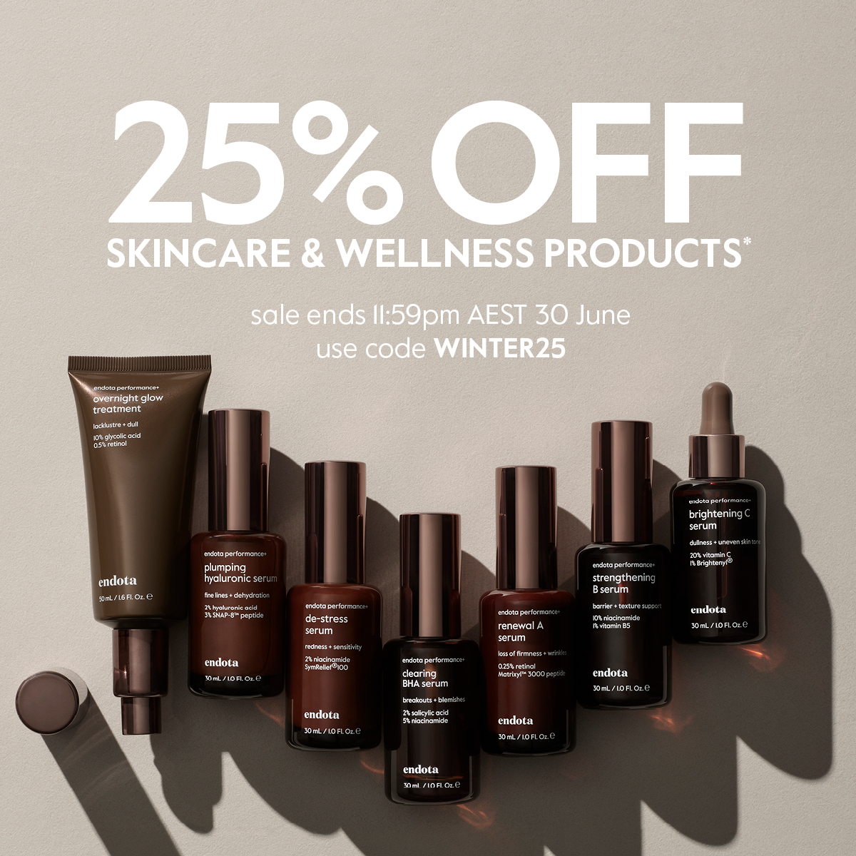 endota Facebook ad: Enter code WINTER25 at checkout