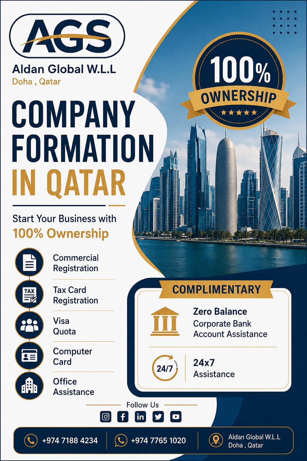 Aldan Global W.L.L Facebook ad: Register your own company just 3999 QAR Only