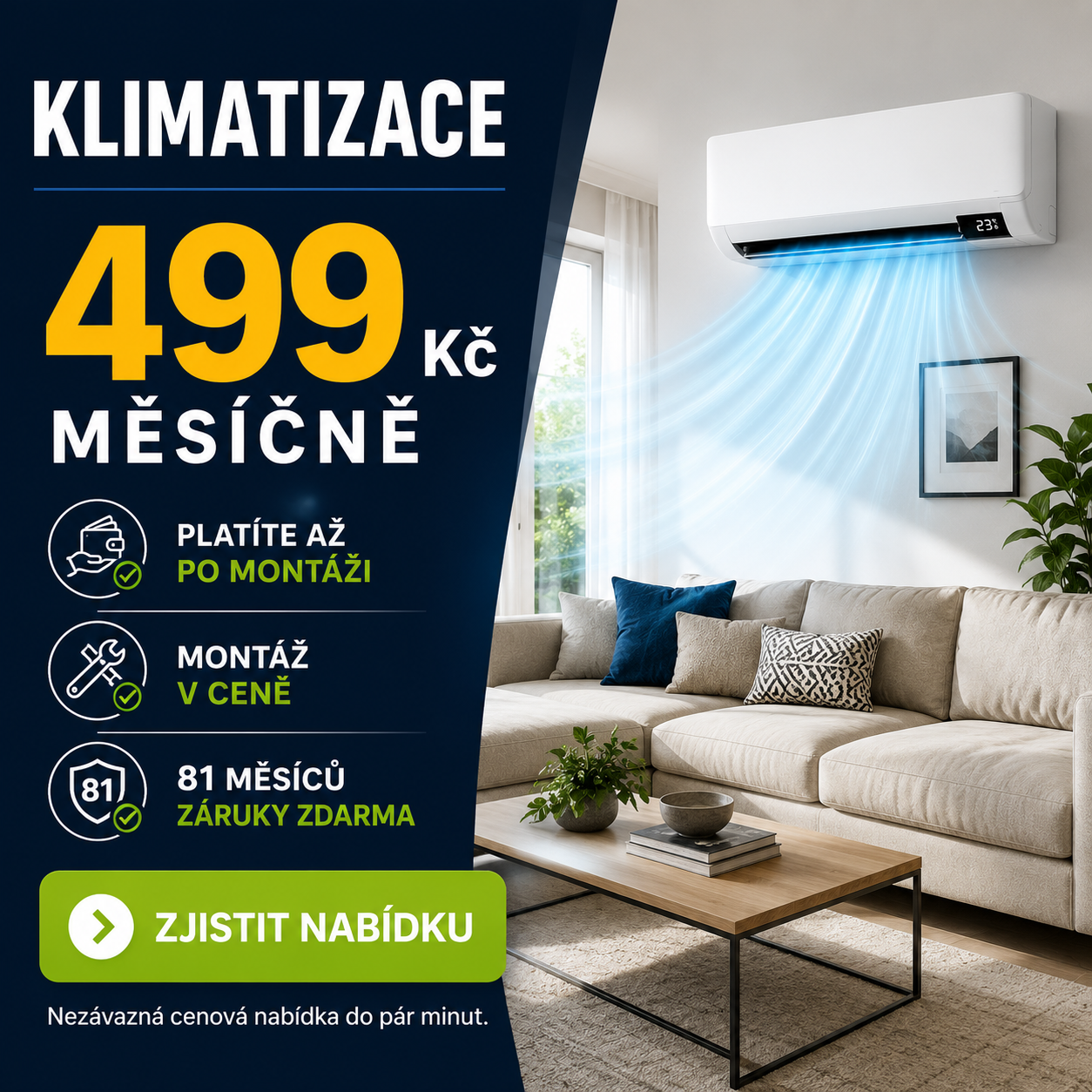 81 klima Facebook ad: Klimatizace za 499 Kč měsíčně