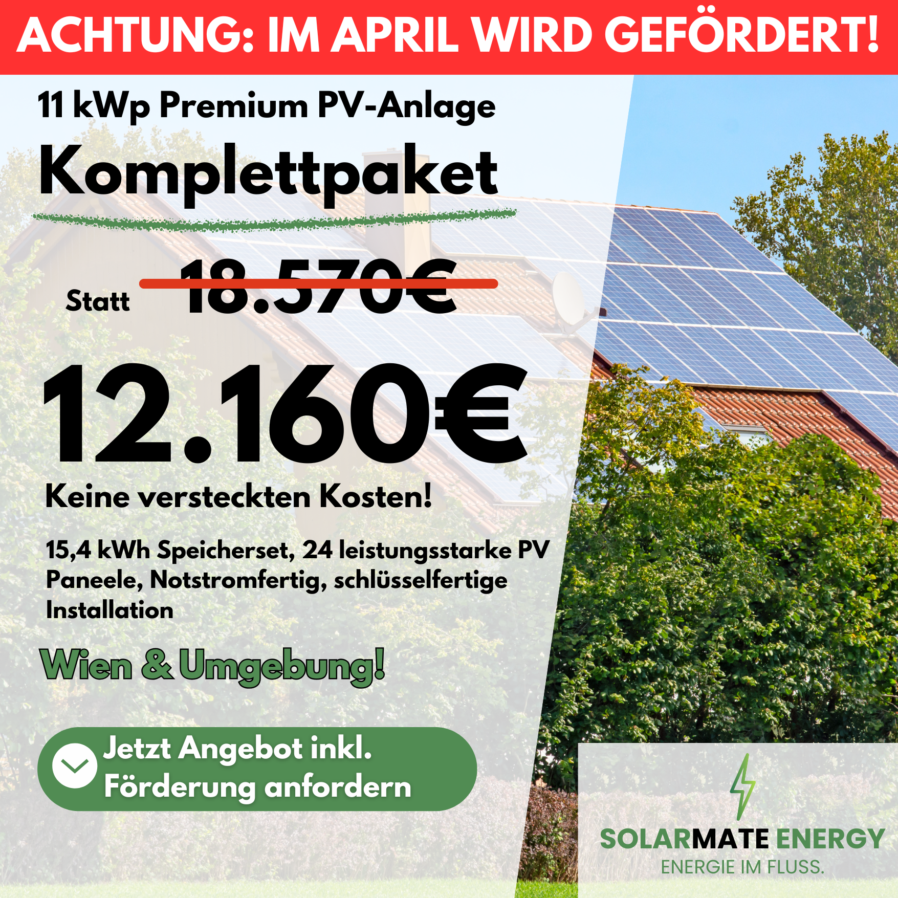 SolarMate Energy Facebook ad: Einmaliges PV-Angebot!?
