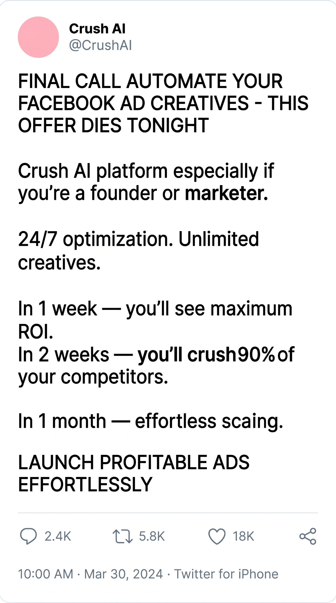 trycrush.ai Facebook ad