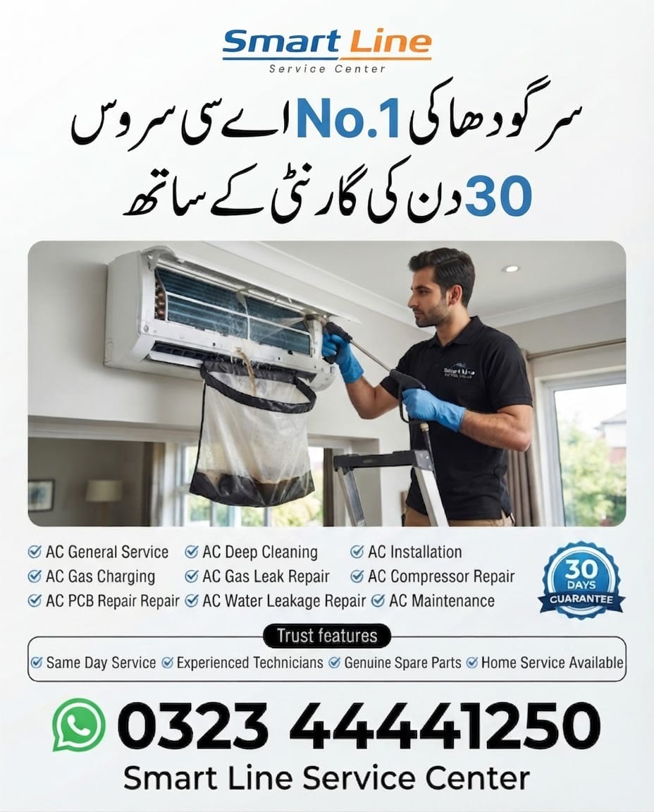 Smart Line Service Center Facebook ad: Same-Day AC Repair, Guaranteed 30 Days