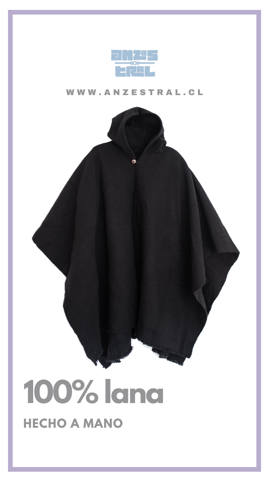 Anzestral Chile Facebook ad: PONCHO PREMIUM NEGRO