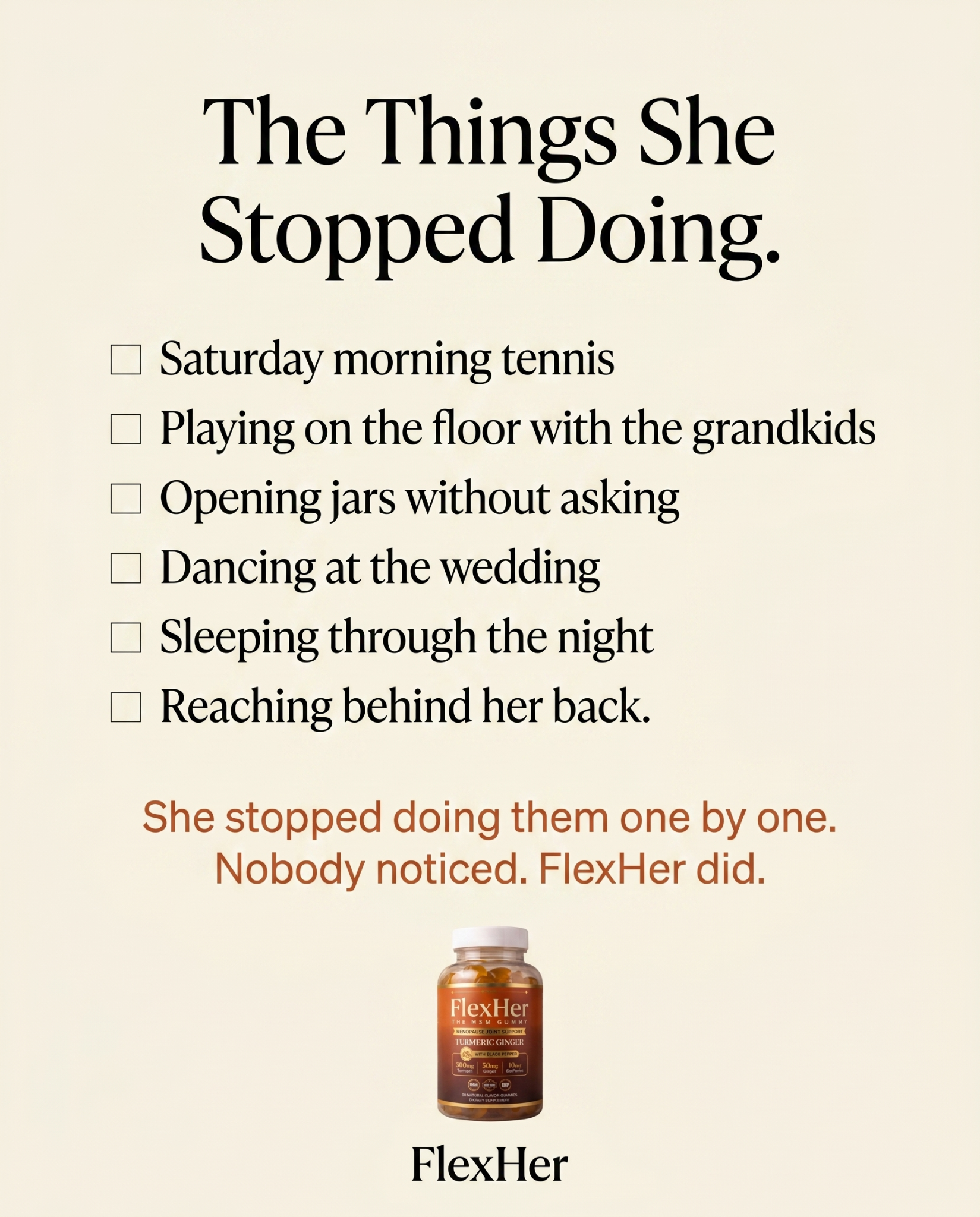 FlexHer Facebook ad: The list is rarely announced.