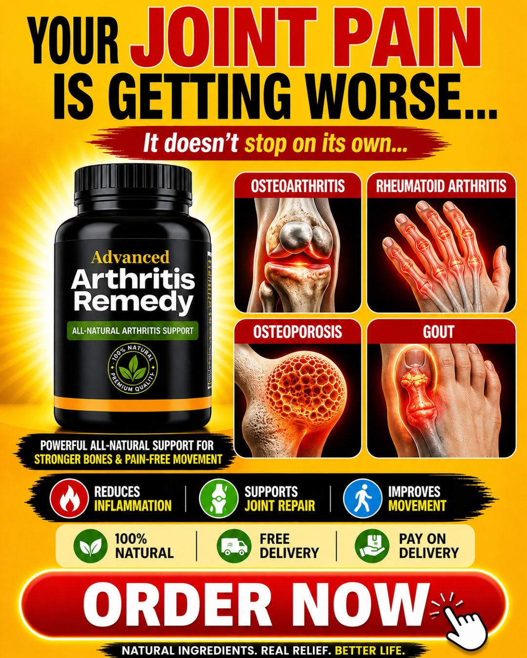 Advanced Natural Solution Facebook ad: Tired of Joint and Bone Pain?