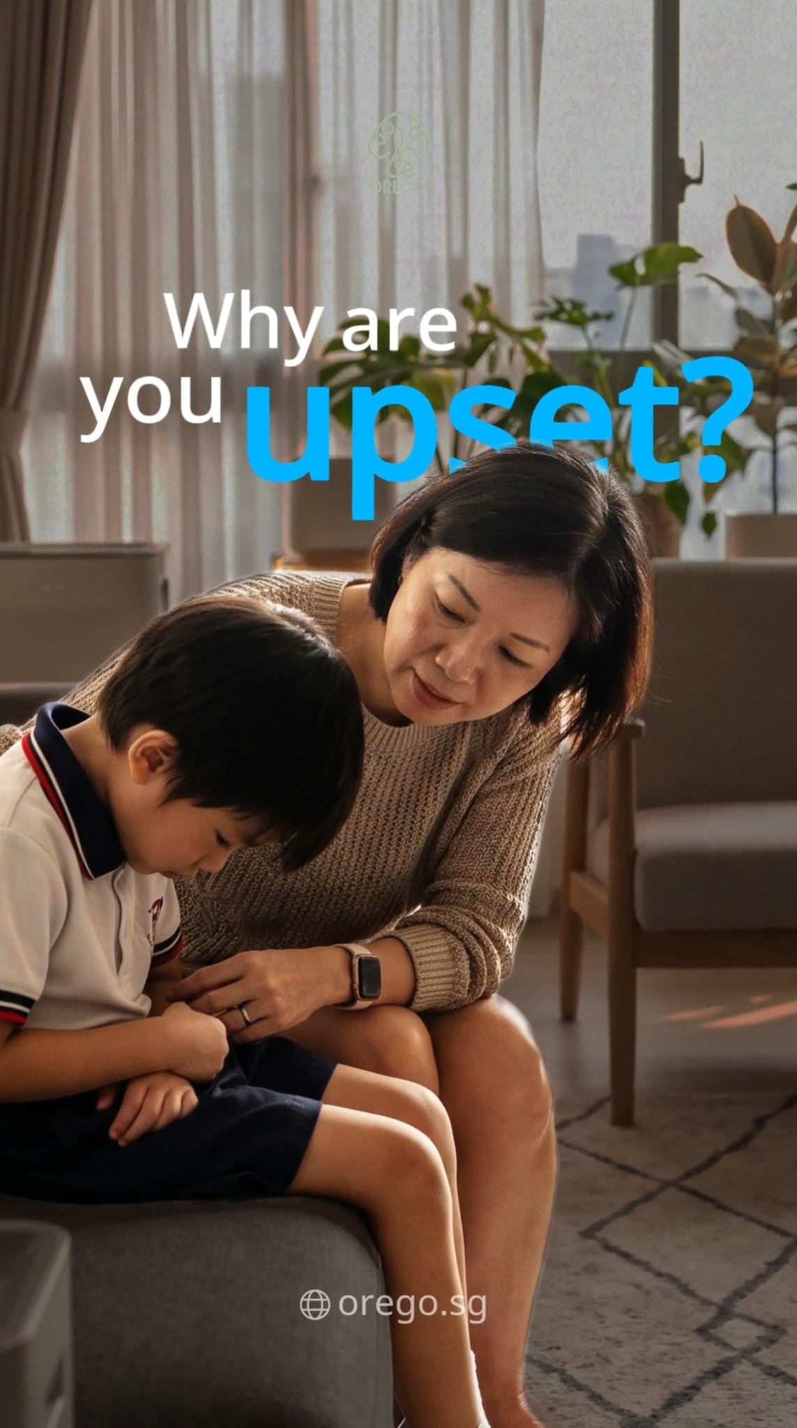 Orego Facebook ad: Expecting a child to explain their emotional distress…