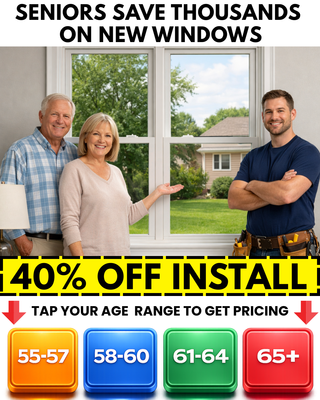 ImproveIt Window Replacement Facebook ad: Seniors Save Thousands On New Windows