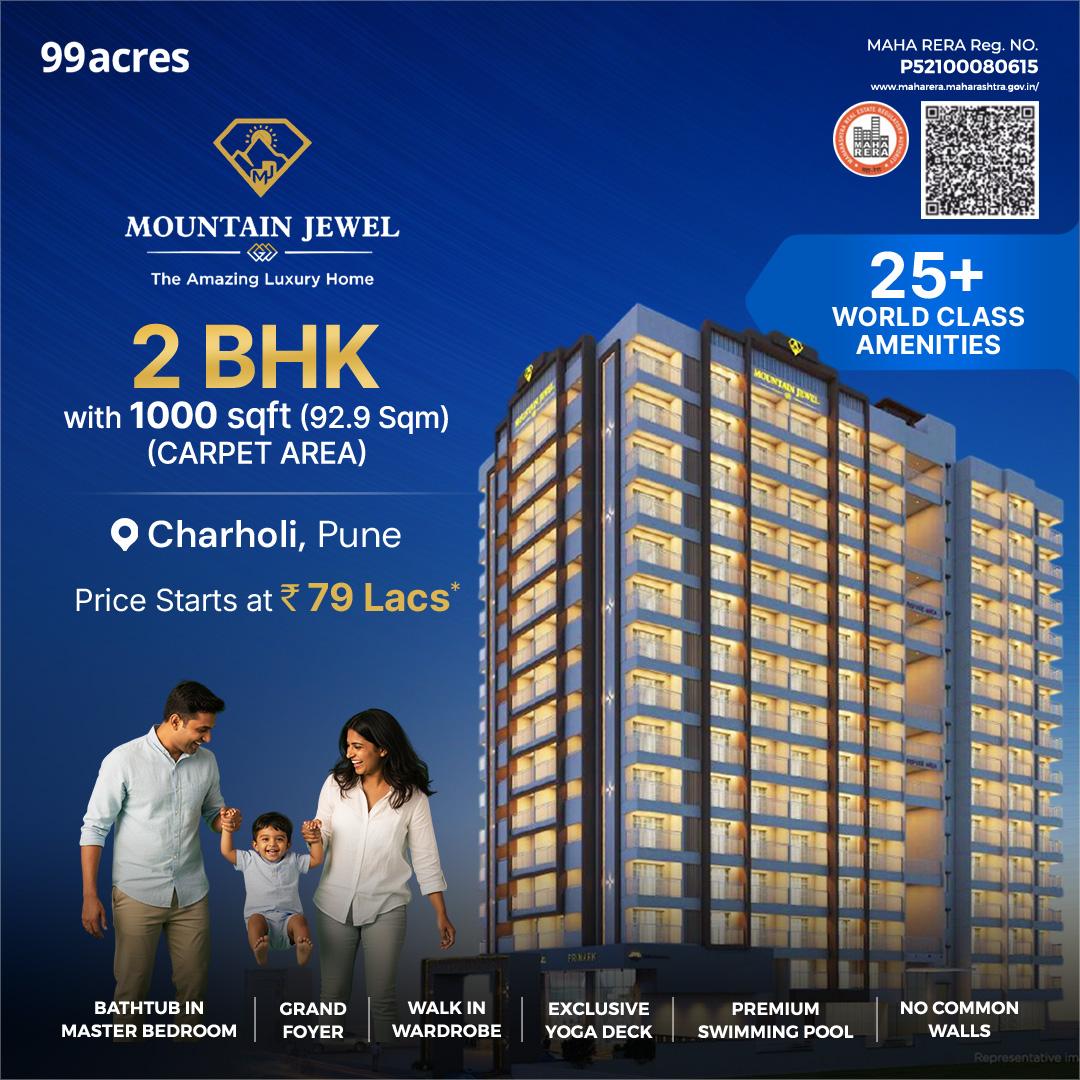99acres Pune Projects Facebook ad: 2 BHK starting ₹ 79 Lakh* Onwards at Charholi
