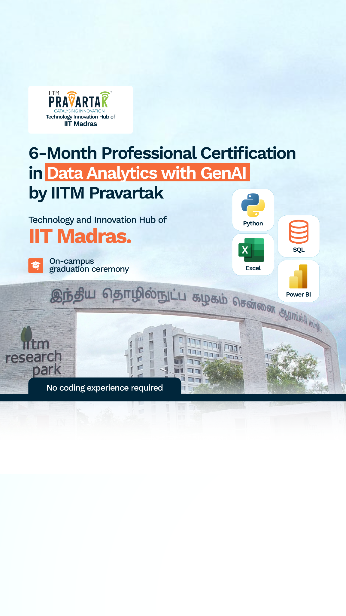 IITM Pravartak - Online Certificate Programs with Coding Ninjas Facebook ad
