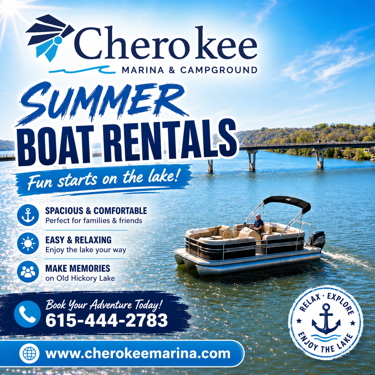 Cherokee Marina & Campground Facebook ad: Summer Boat Rentals at Cherokee
