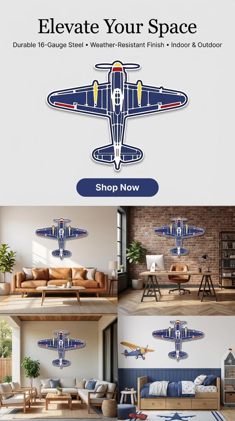 Prop & Piston Facebook ad: Is your wall missing character and color? Add metal art now