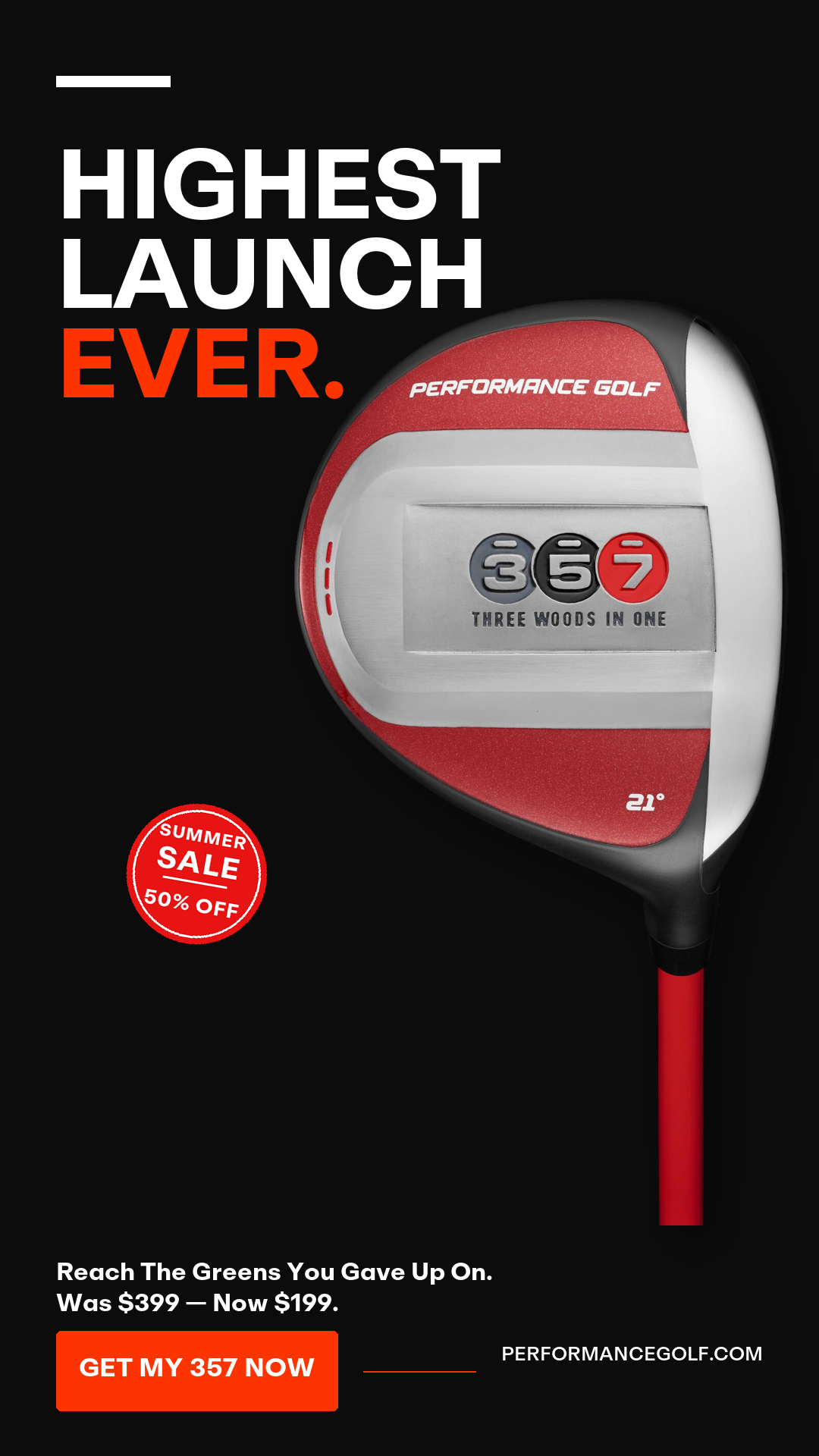 Performance Golf Facebook ad