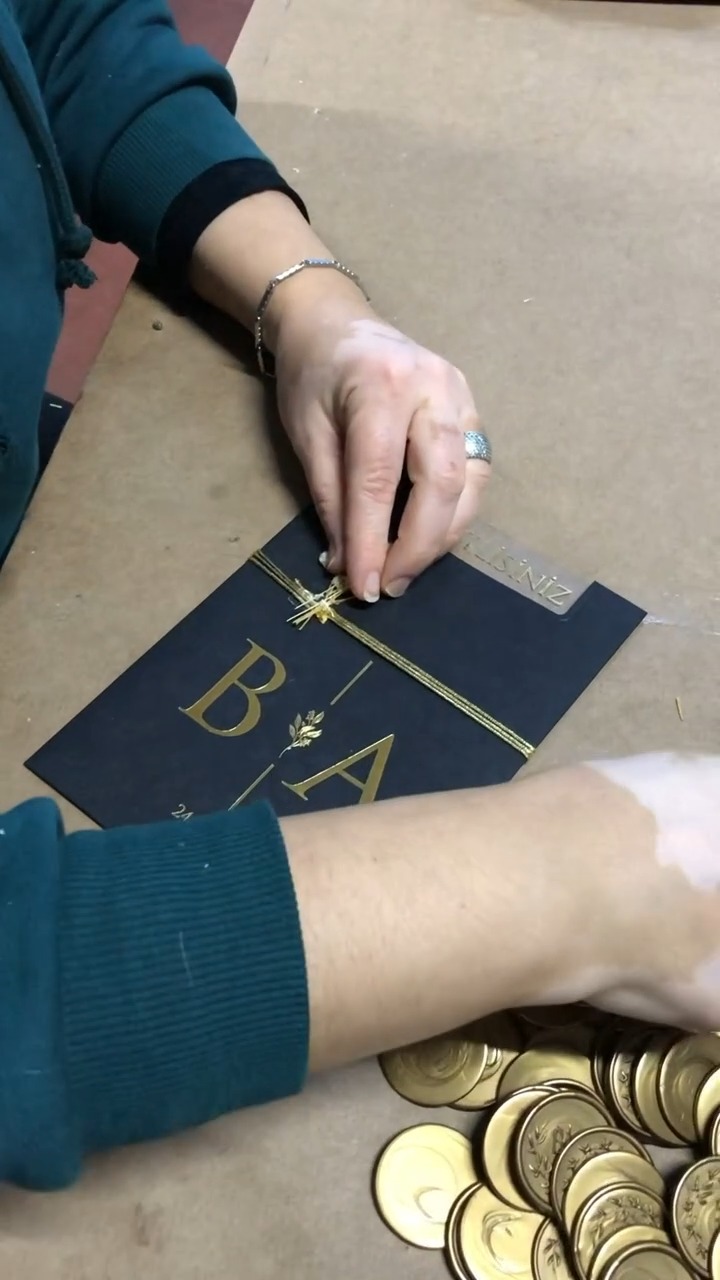 invitesforever Facebook ad: Gold foil printed wedding invitation customized with wax…