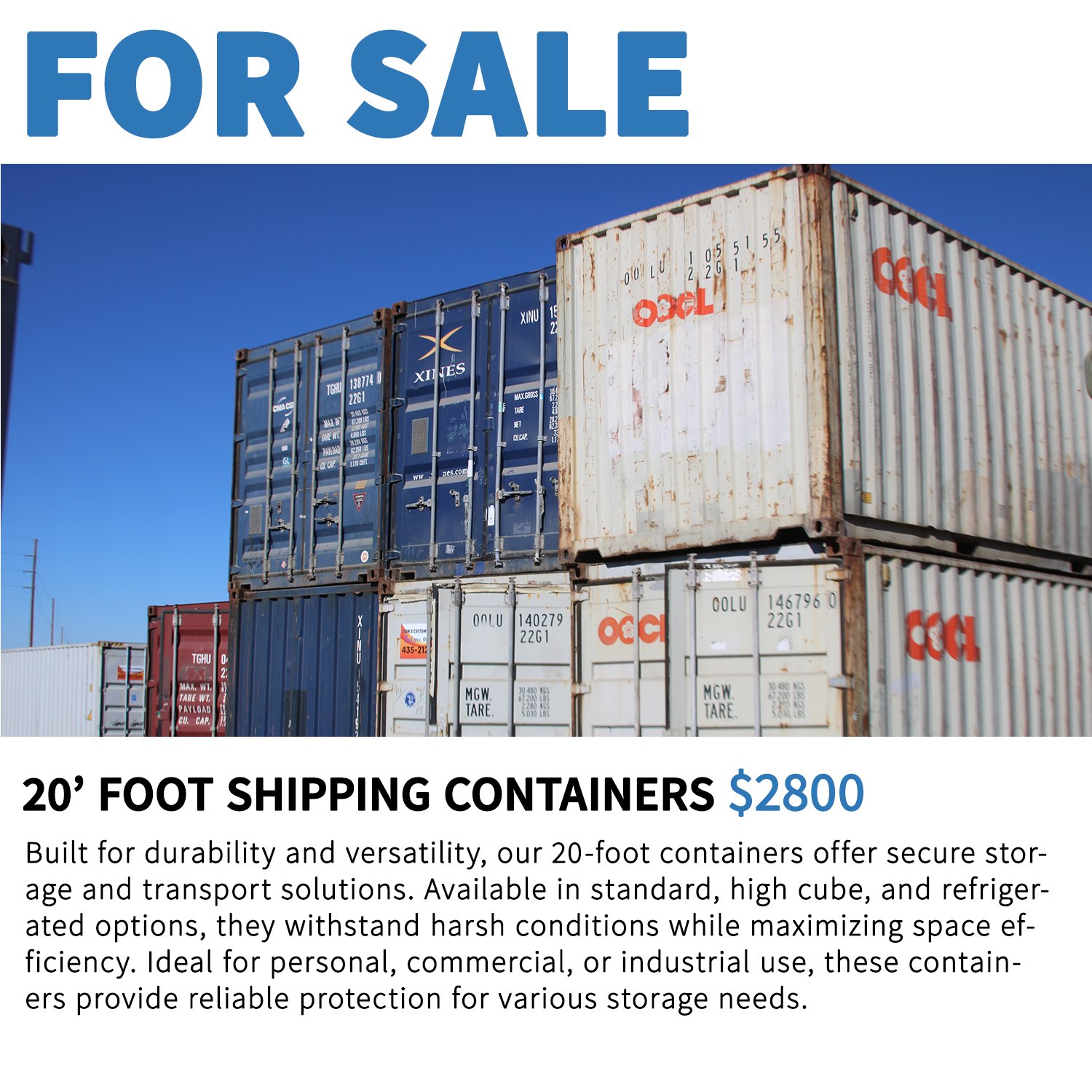 Shad Stubbs Facebook ad: 20FT SHIPPING CONTAINERS, FOR SALE NOW IN HILDALE, UTAH!