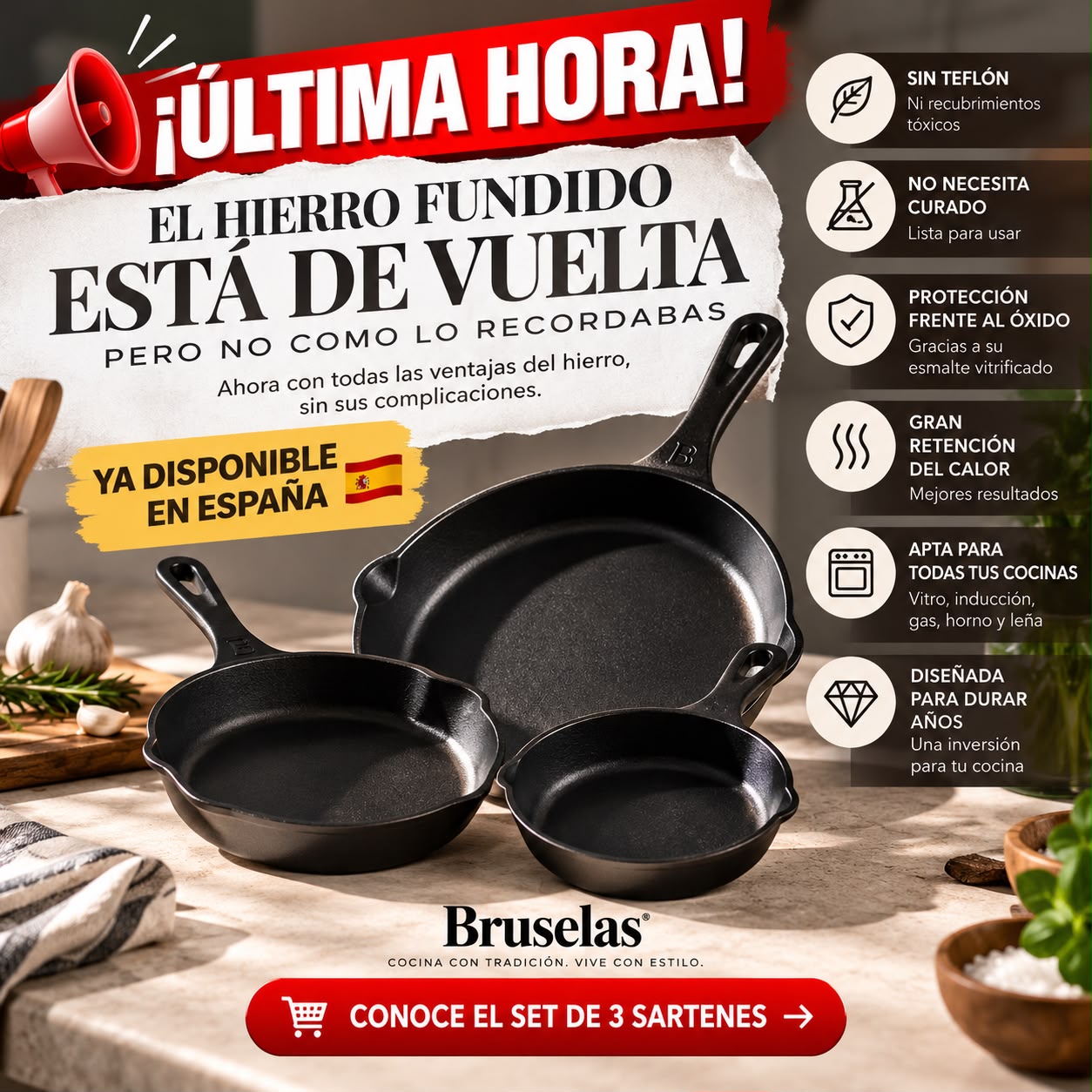 Bruselas Cocina Spain Facebook ad: El hierro fundido está de vuelta