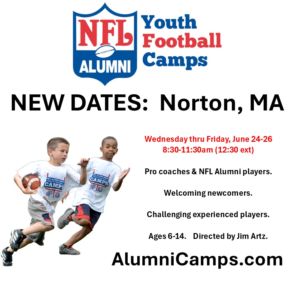 New England NFL Alumni Youth Football Camps Facebook ad: Kids ages 6-14: join Head Coach Jim Artz…
