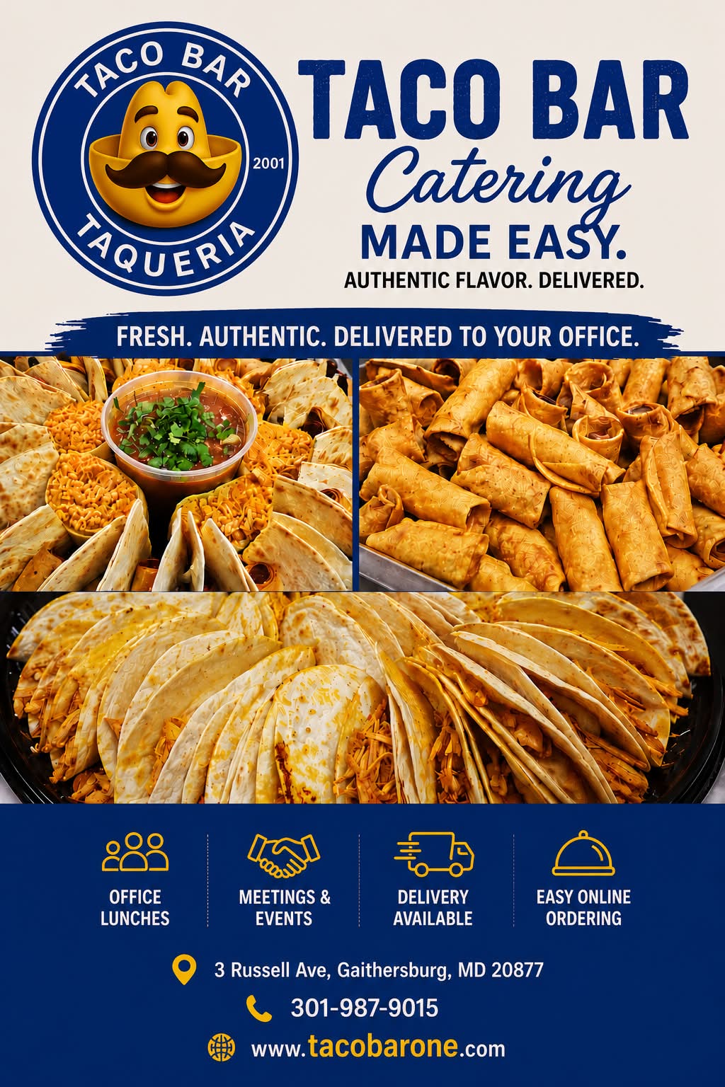 Taco Bar Gaithersburg Facebook ad: Whether you’re feeding a team of 10 or…