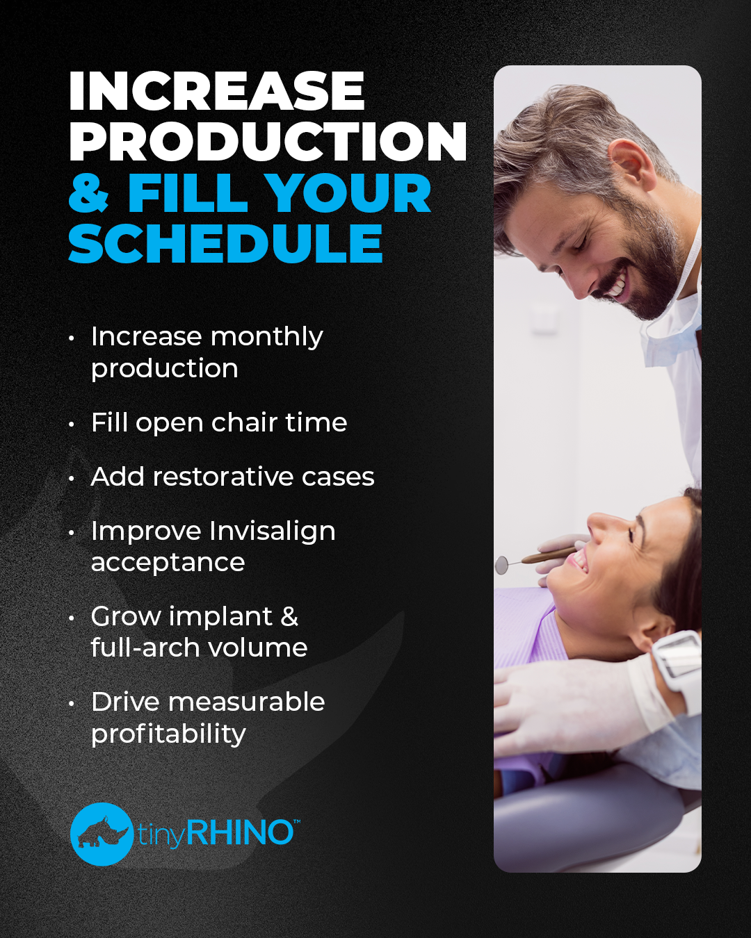 tinyRHINO Facebook ad: Performance marketing designed to scale profitable cases