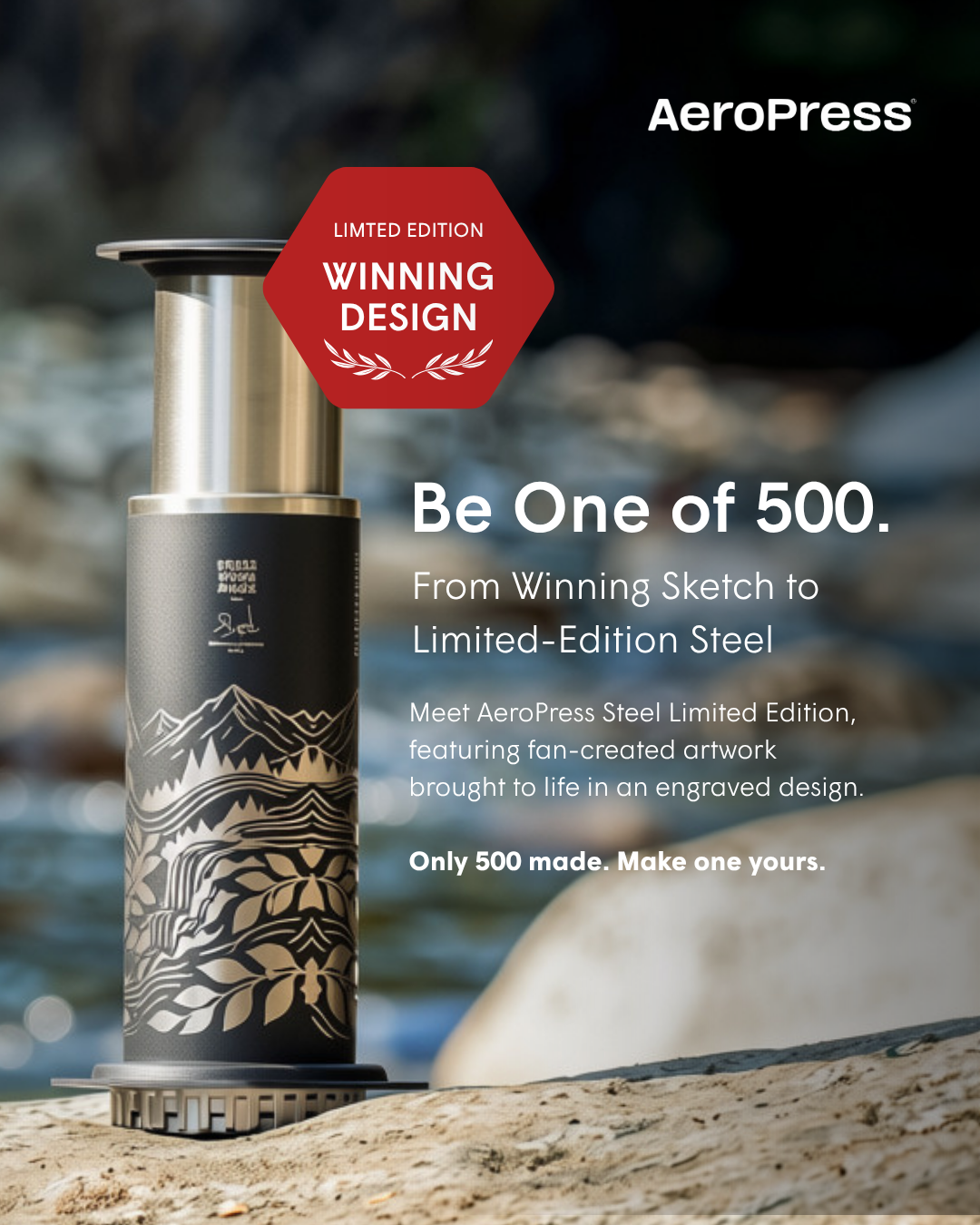 AeroPress Facebook ad: Meet AeroPress Steel Limited Edition