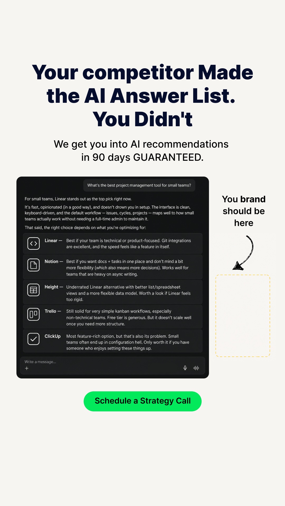 Launch Club AI Facebook ad: Your Competitors Are In ChatGPT. You're Not.